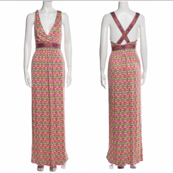 Tory Burch Patterned Silk Maxi Dress, Size Medium. - Picture 2 of 8
